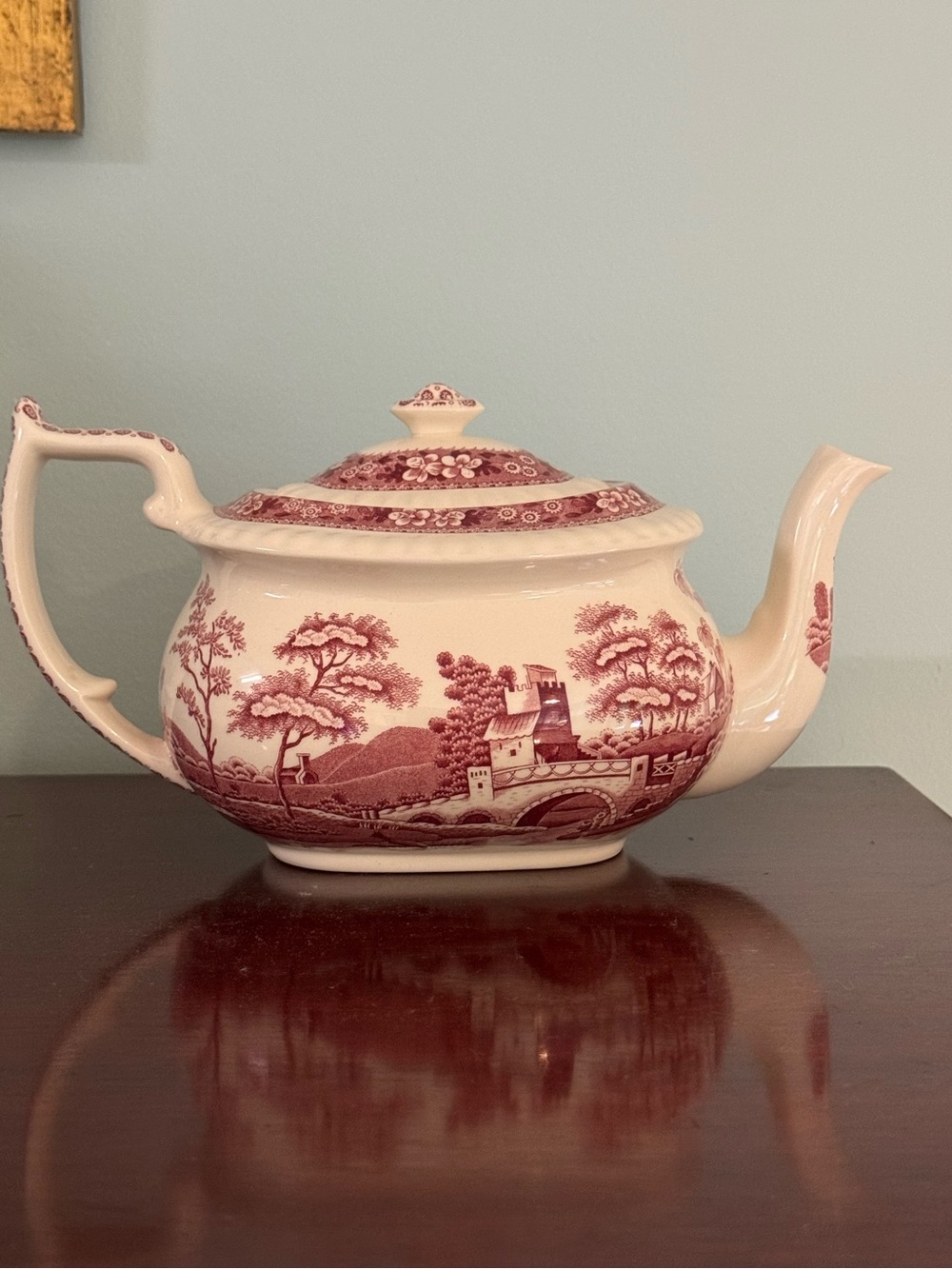 Spode 1918 tower design Transferware Teapot . 
1970’s. Never used. Made England.